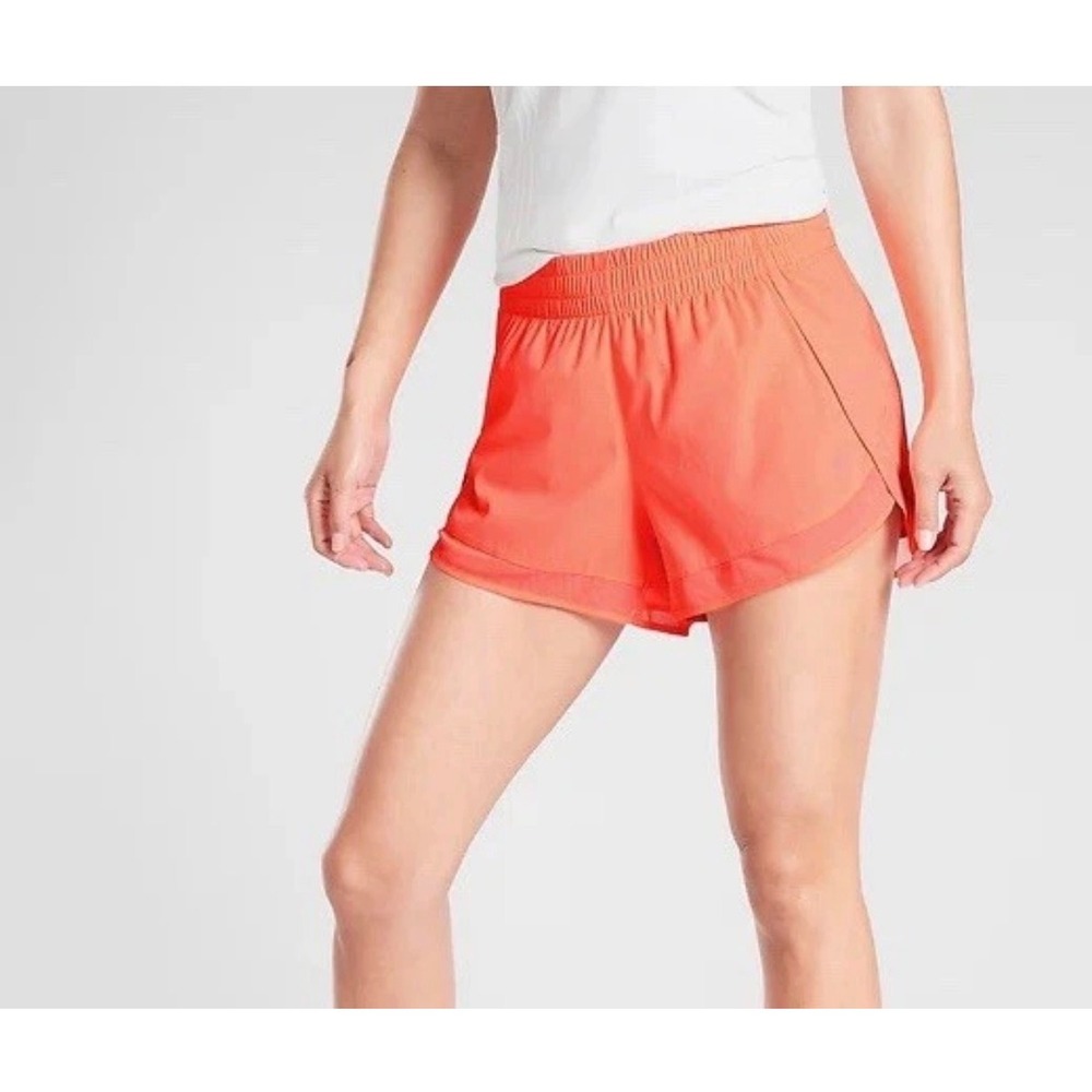 Athleta Shorts Mesh Racer Run High Rise Athletic Orange Small